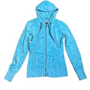Twisted Heart Terry Cloth  Blue Fitted Hoodie